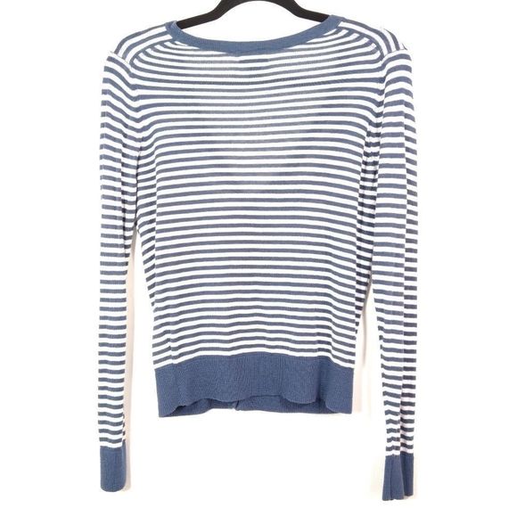 Falls Creek Blue & White Striped V-Neck Sweater S - Picture 2 of 5